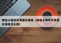 微信小程序开发报价表格（微信小程序开发报价表格怎么做）